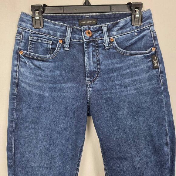 Silver Jeans Suki Capri W27/L23.5 Dark Wash Stretch - Picture 2 of 9